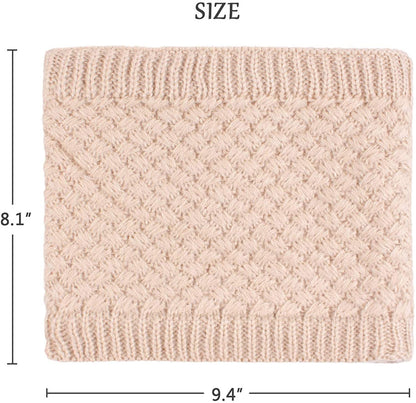 Women Winter Knitted Scarf Unisex Circle Loop Scarves Thick Fleece Neck Warmer for Men