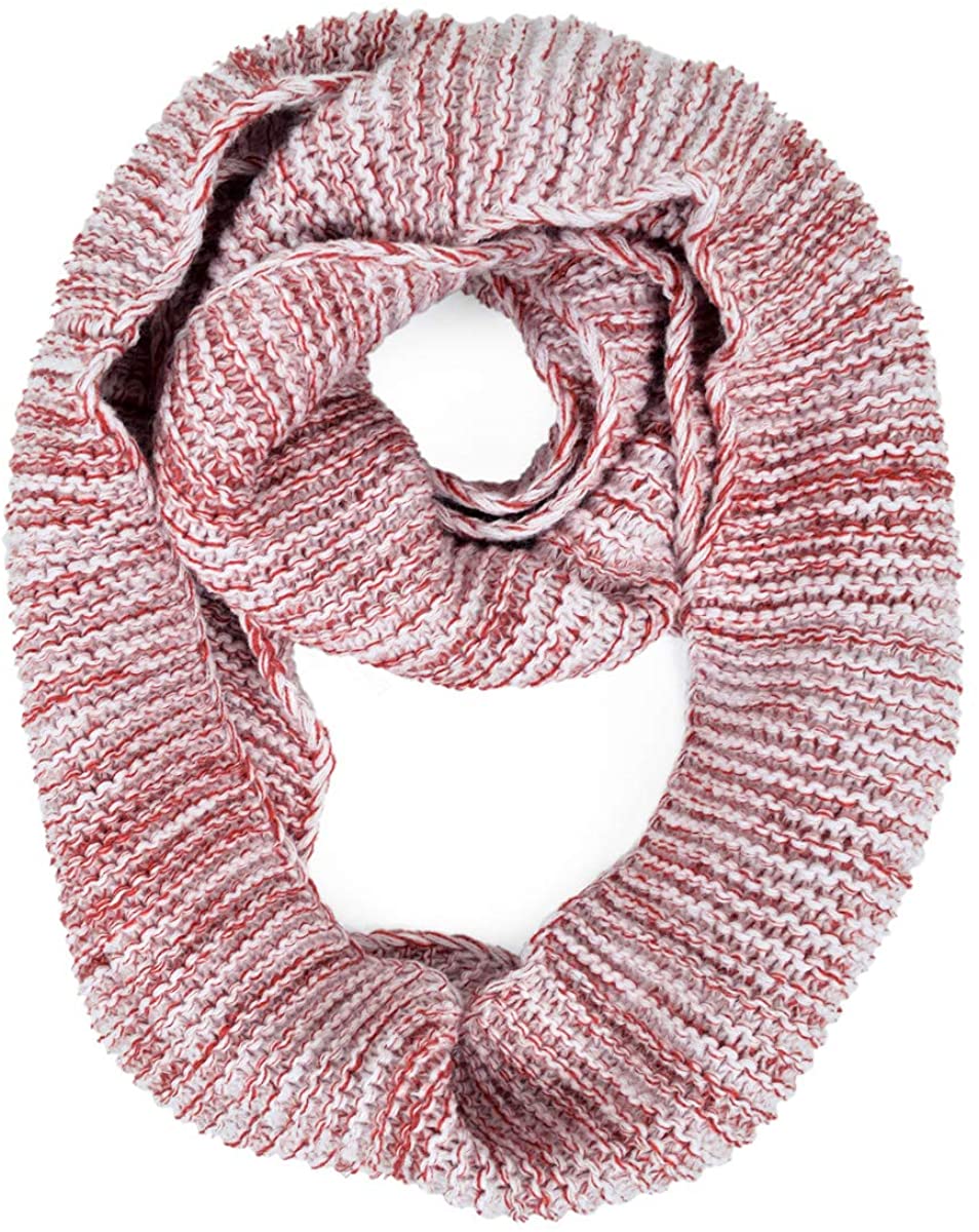 Two-Tone Winter Knit Warm Infinity Loop Circle Scarf