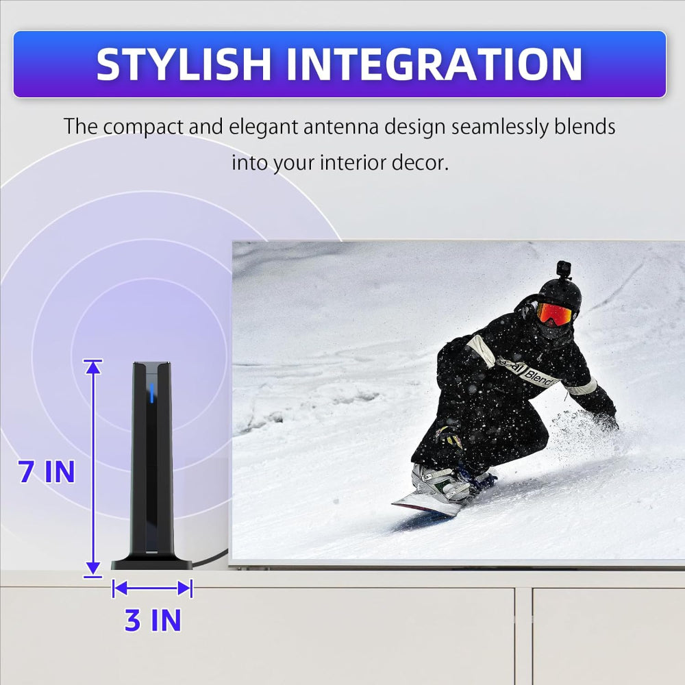 Indoor TV Antenna –  Digital HD Antenna with Strong Magnetic Base – 360° Long-Range Reception for Smart TVs, Local Channels, Easy Setup, No Cable