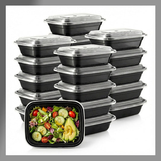 Meal Prep Containers – 16 oz Food Storage Bento Boxes, Stackable Snap Lid Plastic