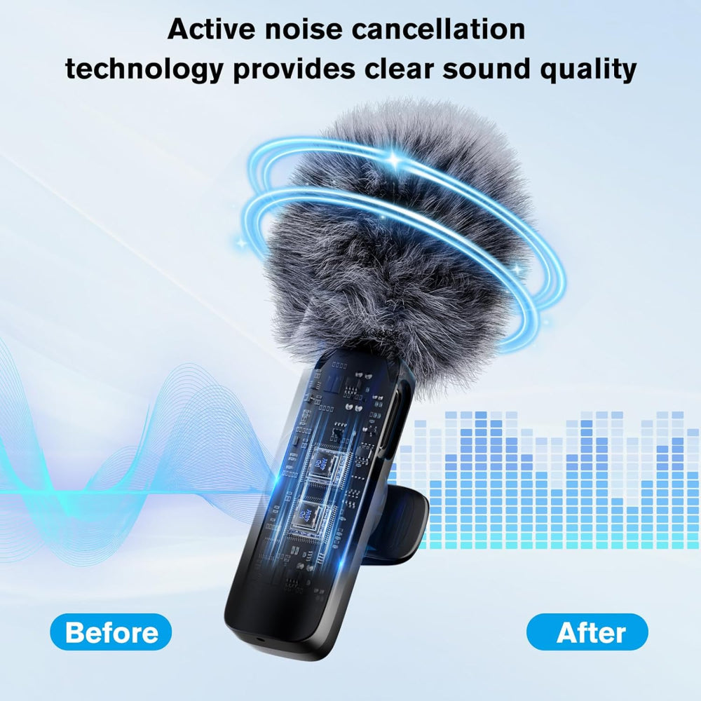 2-Pack Wireless Lavalier Microphone – Omnidirectional Lapel Mic for iPhone iPad Recording