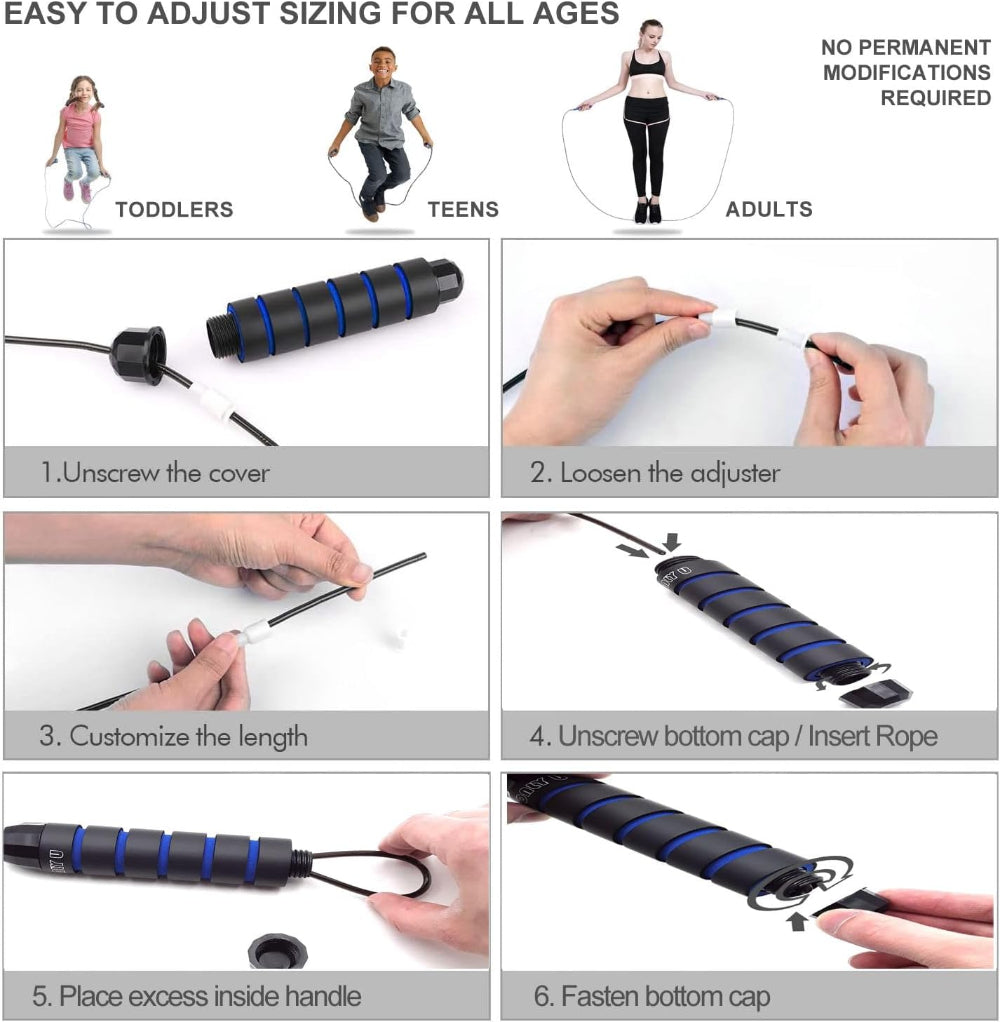Jump Rope – Adjustable Fitness Exercise Equipment for Home Gym, Multi-Color, Men Women Kids