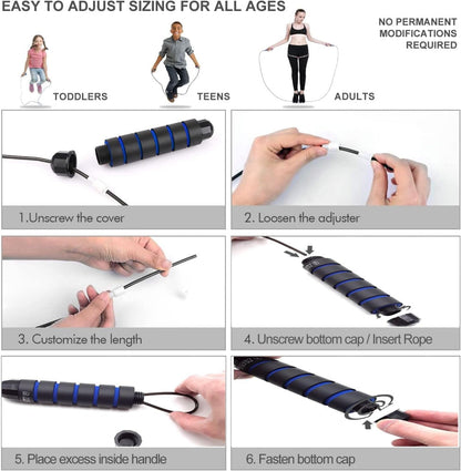 Jump Rope – Adjustable Fitness Exercise Equipment for Home Gym, Multi-Color, Men Women Kids