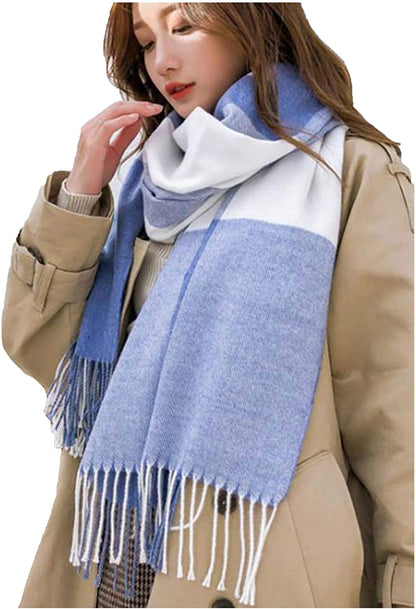 Wander Agio Women's Fashion Scarves Long Shawl Winter Thick Warm Knit Large Plaid Scarf