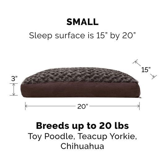 Furhaven Pet Dog Bed - Deluxe Ultra Plush Faux Fur Pillow Cushion Traditional Mattress Pet Bed with Removable Cover for Dogs and Cats, Chocolate, Small