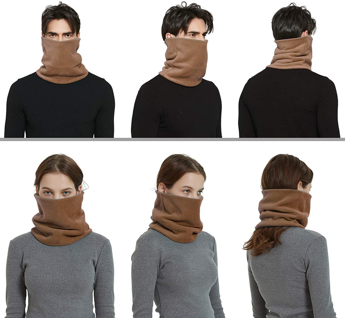 CRIPOP 2 Pack Infinity Loop Scarf, Fleece Unisex Warm Neck Warmer Circle Scarves