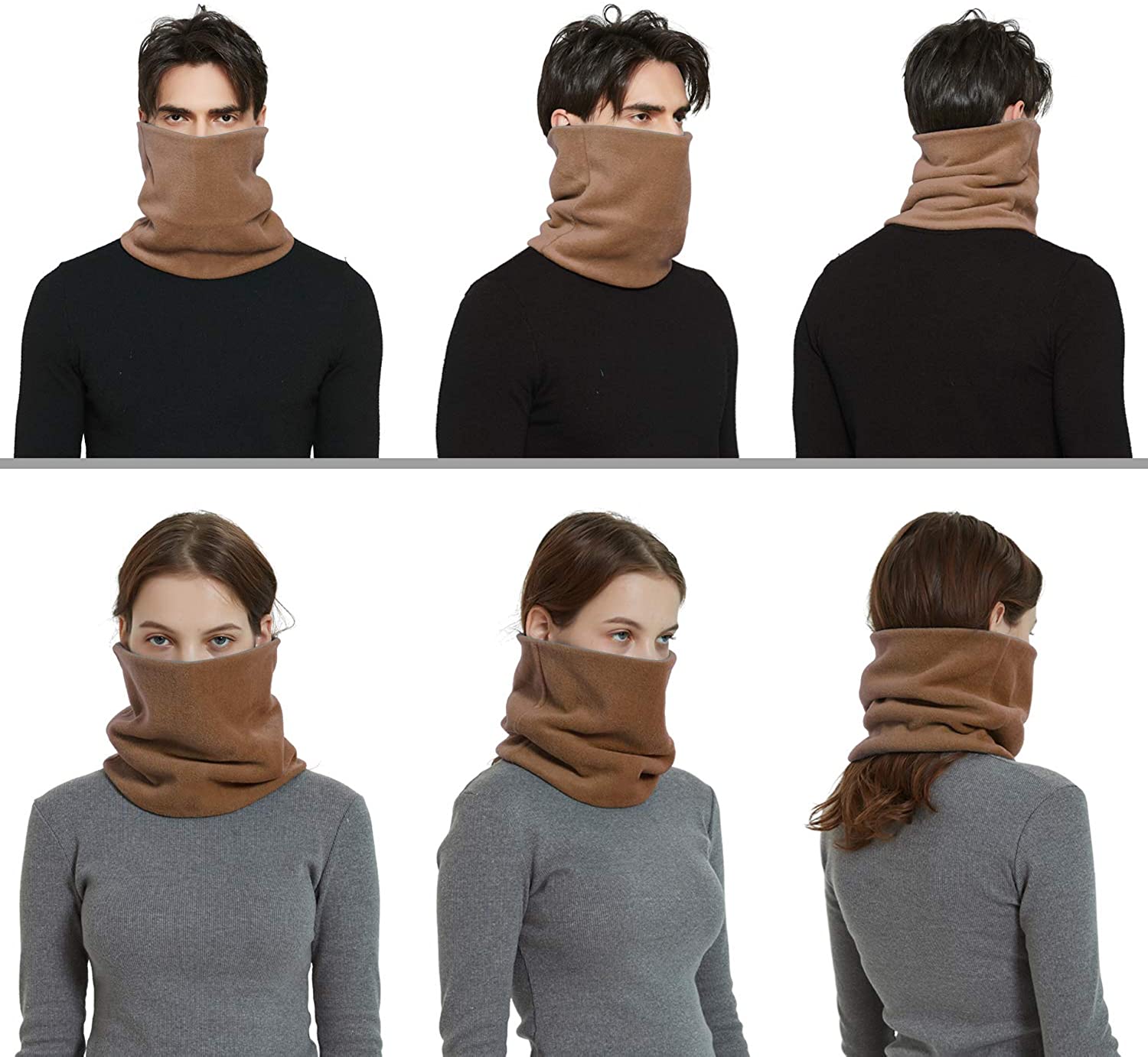 CRIPOP 2 Pack Infinity Loop Scarf, Fleece Unisex Warm Neck Warmer Circle Scarves