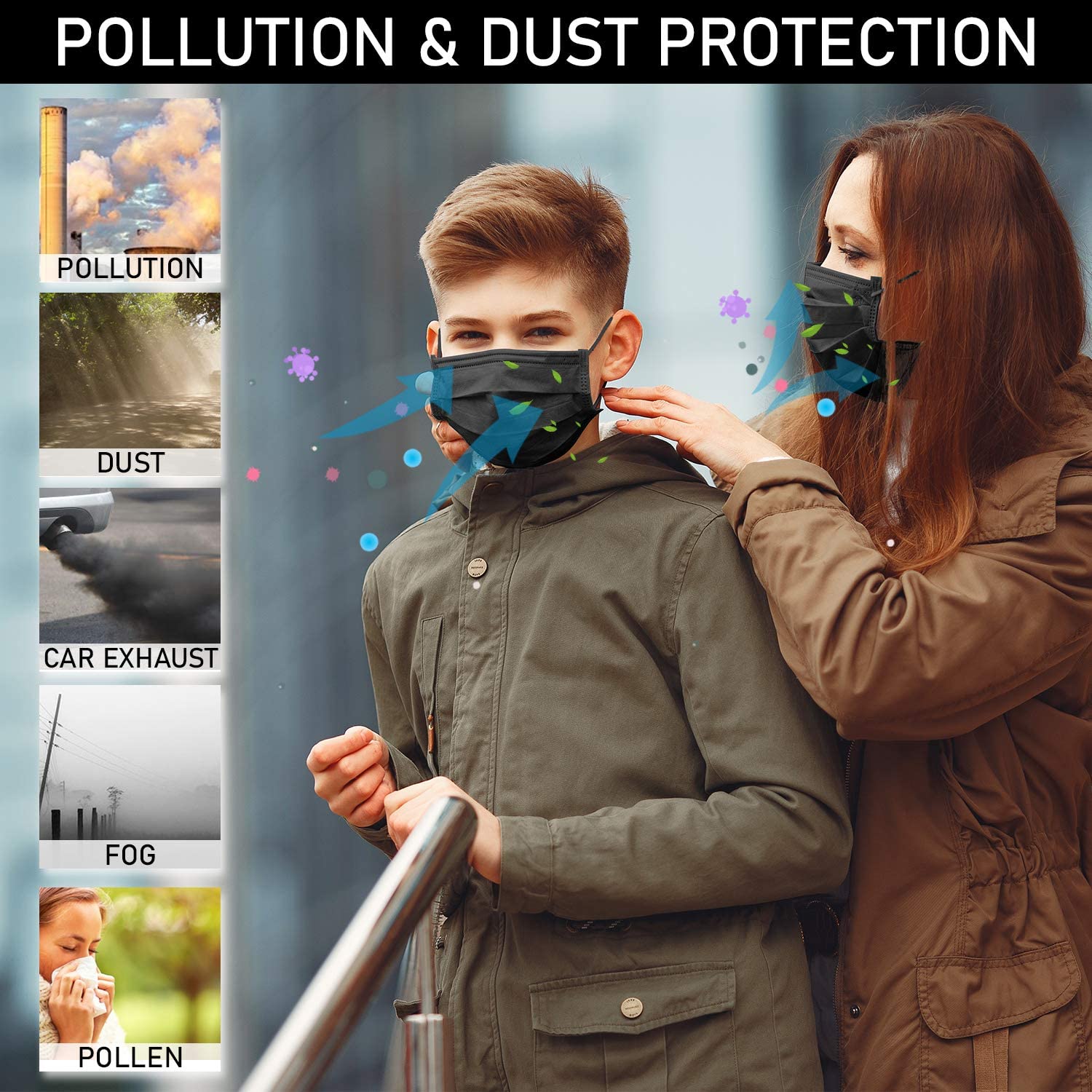 Face Masks - Disposable Face Masks for Men & Women - 3 Layers Protection - Comfortable/Adjustable/Breathable mask