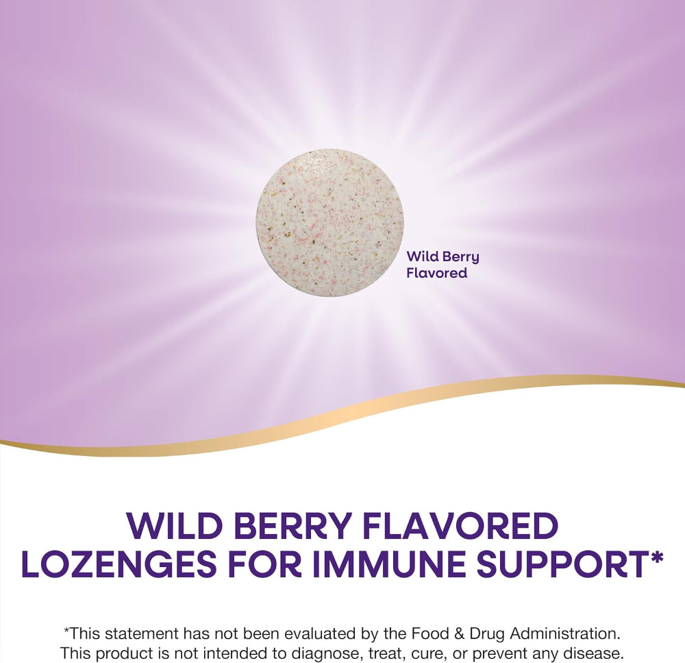 Zinc Lozenges with Vitamin C & Echinacea – Immune Support Supplement for Men & Women, Wild Berry Flavor, 60 Count
