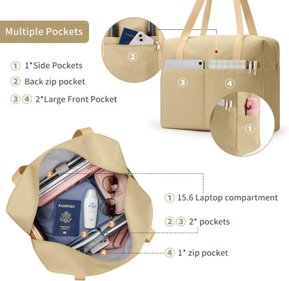 26L Travel Duffle Bag – Foldable Tote, Under-Seat Personal Airline Bag, Weekender Overnight Bag for Business Trips