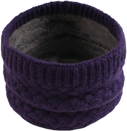 Women Winter Knitted Scarf Unisex Circle Loop Scarves Thick Fleece Neck Warmer for Men