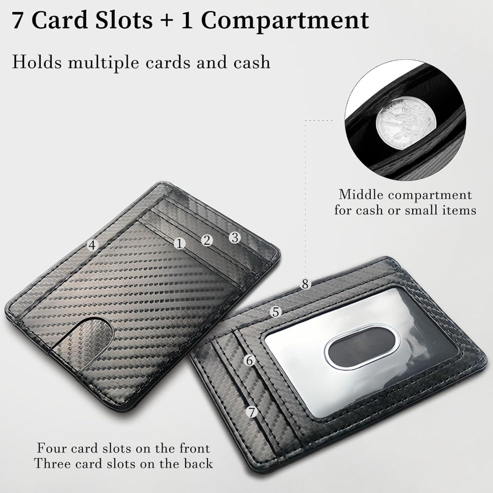 Leather Minimalist Wallet – RFID Blocking Card Holder – Front Pocket Use – Genuine Cowhide Leather for Men & Women