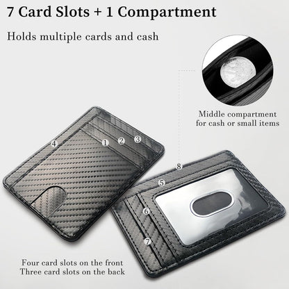 Leather Minimalist Wallet – RFID Blocking Card Holder – Front Pocket Use – Genuine Cowhide Leather for Men & Women