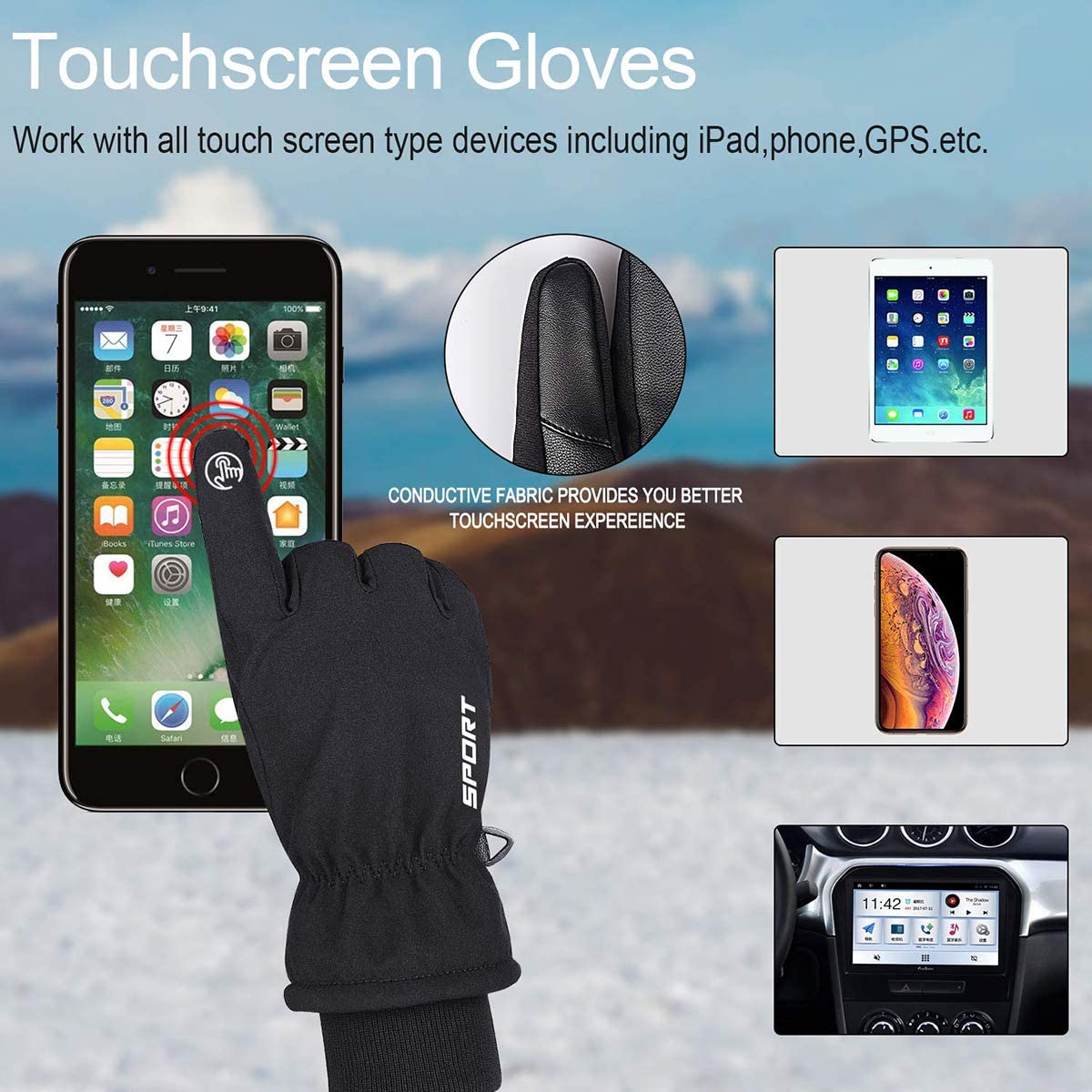 Waterproof Anti-Slip Touch-Screen Thermal Cycling Gloves 