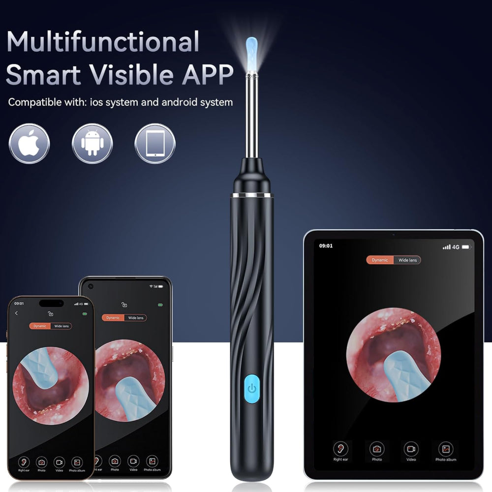 Ear Wax Removal Tool with Camera – 1080P HD Ear Cleaner with 6 LED Lights, 6 Ear Picks, Compatible with iOS & Android