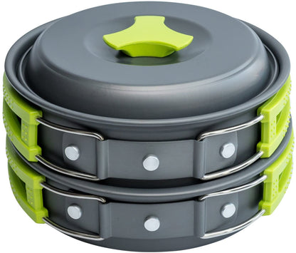 MalloMe Camping Cookware Mess Kit Gear – Camp Accessories Equipment Pots and Pans Set