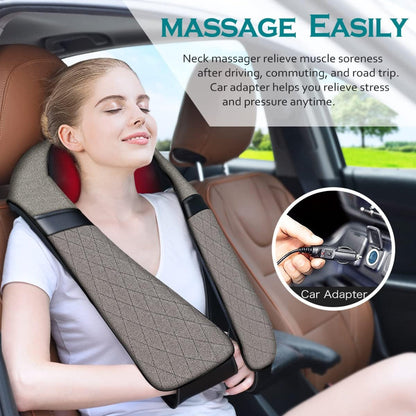 Shiatsu Electric Neck Back Massager Pillow – 3D Kneading with Heat for Shoulder & Muscle Relief