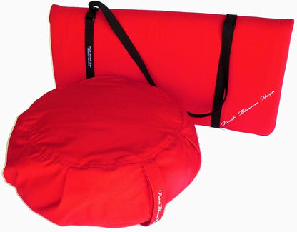 3 Piece Restorative Yoga Set includes Zafu Meditation Pillow Buckwheat Hull filled, Zabuton Cushion 26"x26" with 3" Foam, and Double Buckle Strap, Removable Covers for easy care.