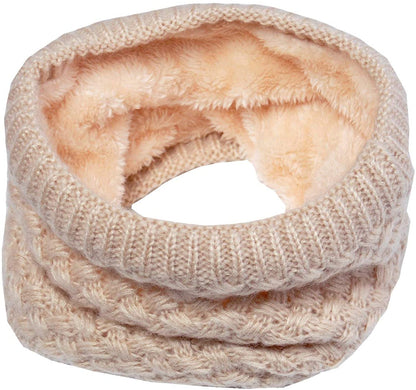 Lo Shokim Harsh Winter Double-Layer Soft Fleece Lined Thick Knit Neck Warmer Circle Scarf Windproof
