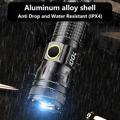 Rechargeable LED Flashlight – High Lumen EDC Use – Zoomable Beam with Digital Power Display – USB-C Charging for Home, Outdoor, Camping & Emergency Survival