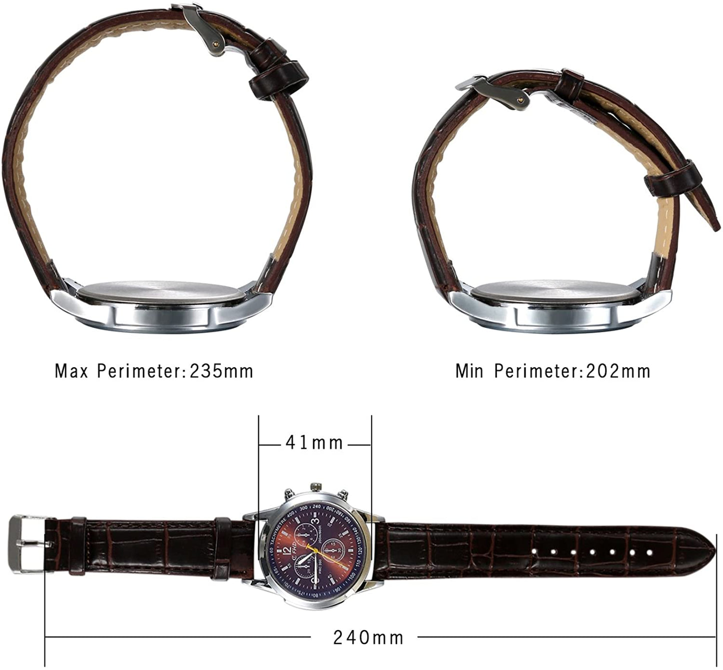 JewelryWe Business Casual Men's Quartz Wrist Watch Dial Leather Strap Watches, for Valentine’s Day