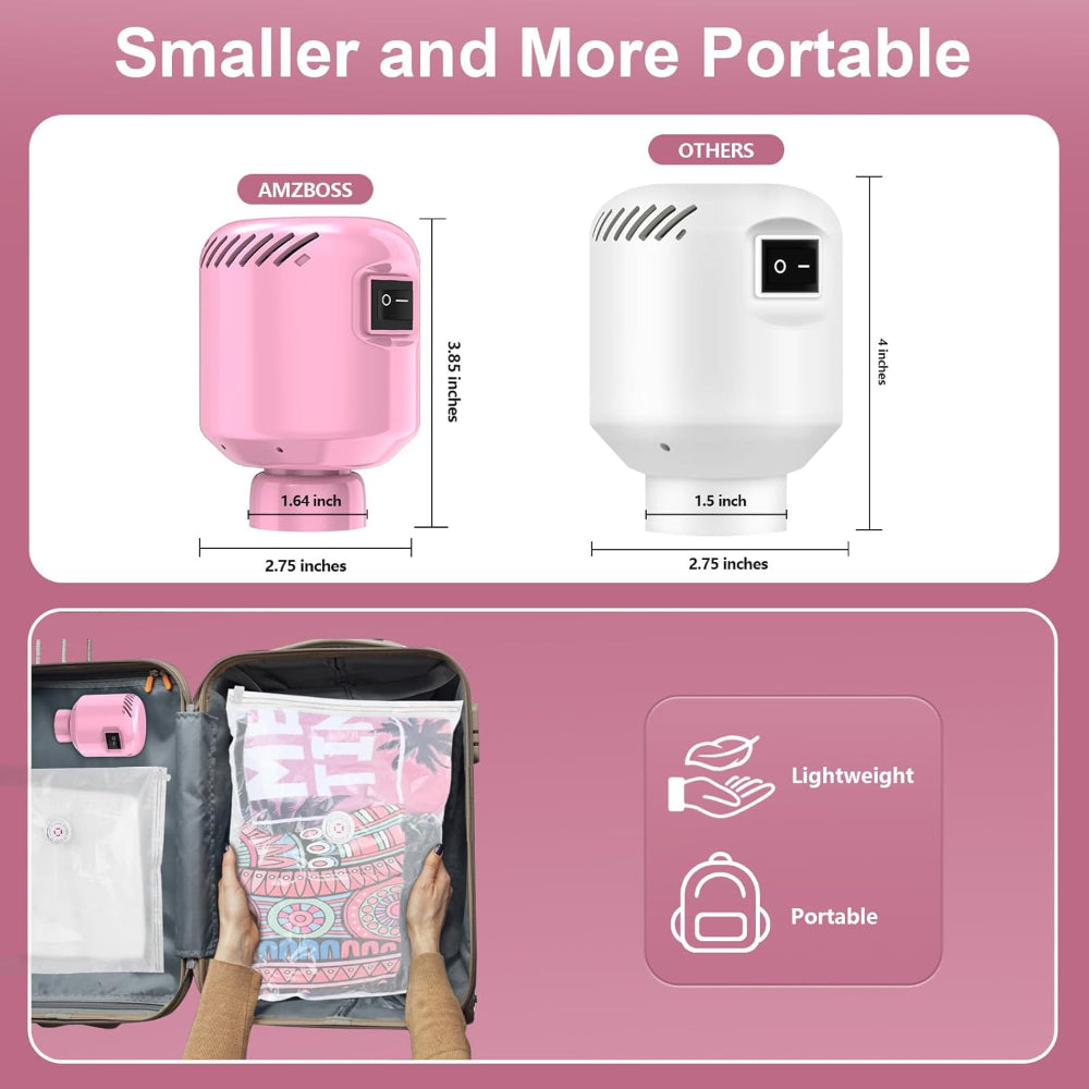 Electric Vacuum Pump – Portable Pump for Storage Bags, Clothing, Blankets & Bedding, Works with Various Vacuum Seal Bags, Pink (Bags Not Included)