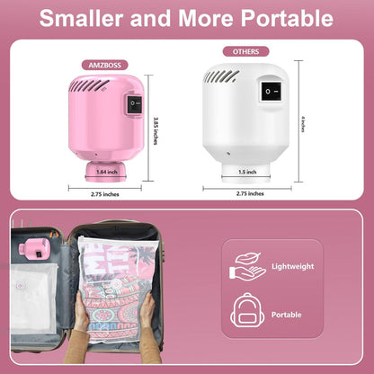 Electric Vacuum Pump – Portable Pump for Storage Bags, Clothing, Blankets & Bedding, Works with Various Vacuum Seal Bags, Pink (Bags Not Included)