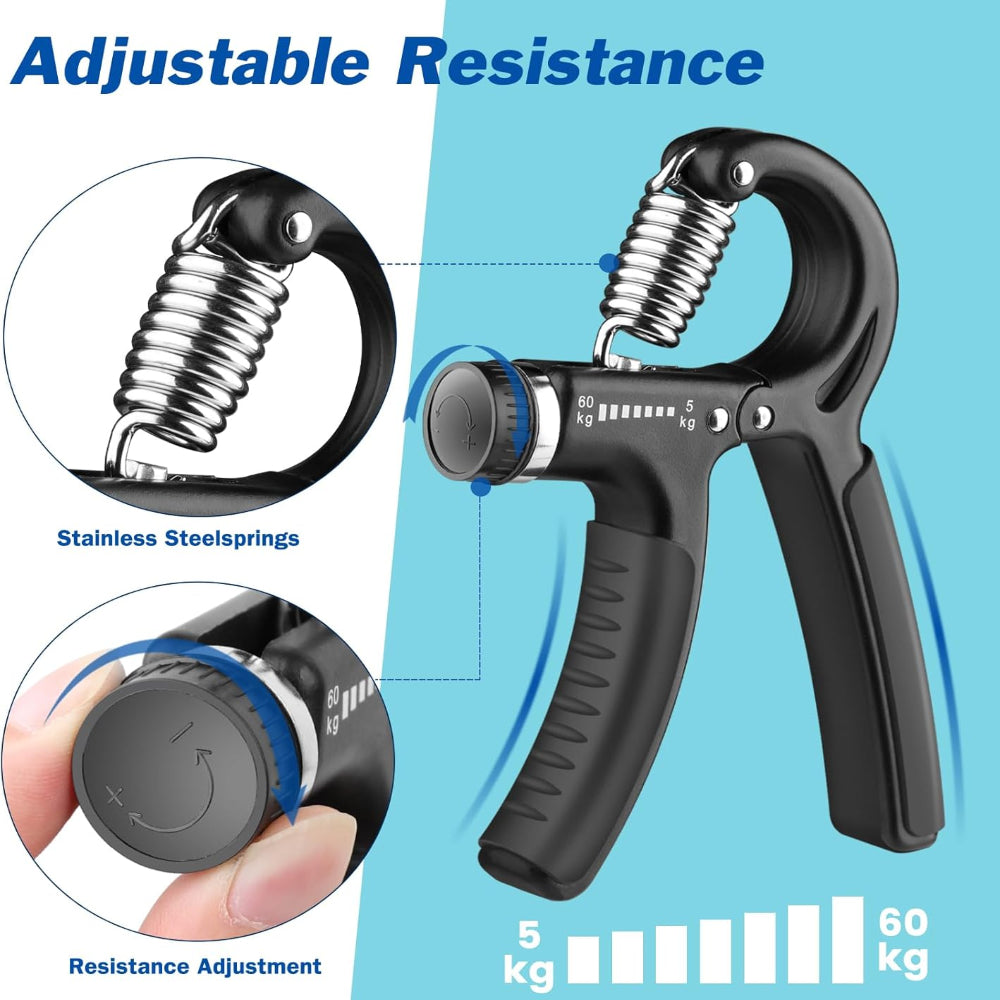 Hand Grip Strength Trainer – Adjustable Resistance – Forearm & Hand Exerciser for Muscle Building and Injury Recovery