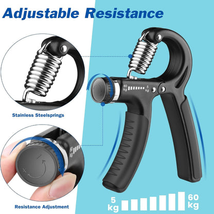 Hand Grip Strength Trainer – Adjustable Resistance – Forearm & Hand Exerciser for Muscle Building and Injury Recovery