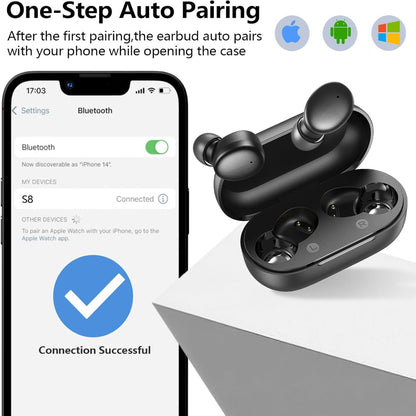 Wireless Bluetooth 5.3 Earbuds – Lightweight In-Ear Headphones with Deep Bass, Built-In Mic, Clear Calls for Sports & Workouts