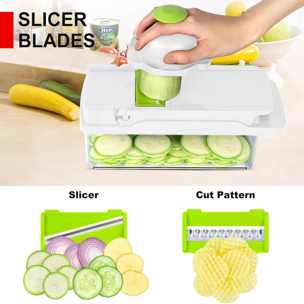 12-in-1 Vegetable Chopper – Multifunction Food Chopper with Slicer, Dicer, Mandoline & Garlic Cutter