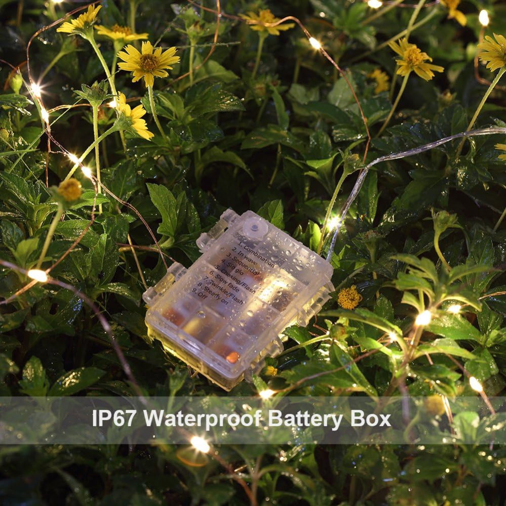 2-Pack Fairy String Lights – 20ft 60 LED Battery Operated Copper Wire Lights with Remote
