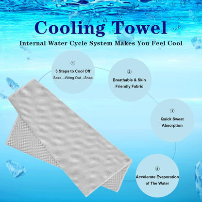 4-Pack Cooling Towels – Neck Wrap & Head Band – Microfiber Quick Dry for Sports Outdoor Use