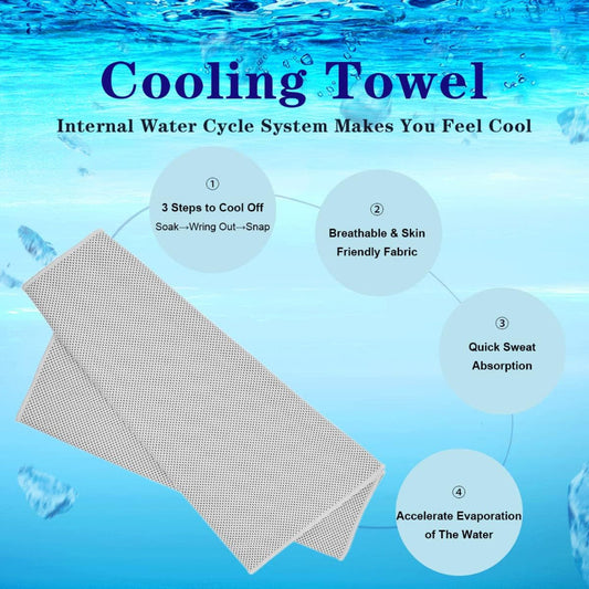 4-Pack Cooling Towels – Neck Wrap & Head Band – Microfiber Quick Dry for Sports Outdoor Use