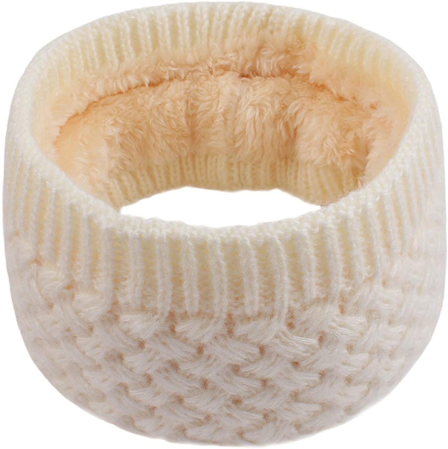 Women Winter Knitted Scarf Unisex Circle Loop Scarves Thick Fleece Neck Warmer for Men