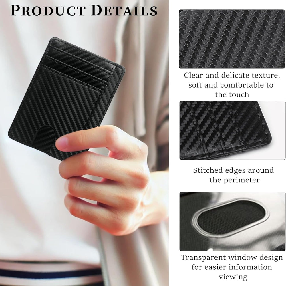 Leather Minimalist Wallet – RFID Blocking Card Holder – Front Pocket Use – Genuine Cowhide Leather for Men & Women