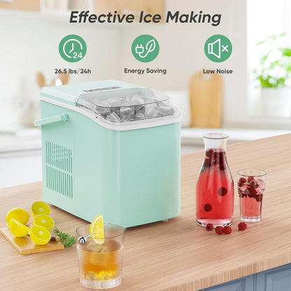 Countertop Ice Maker – Portable Ice Machine 26lbs/Day Fast 6-Min Ice with Self-Cleaning