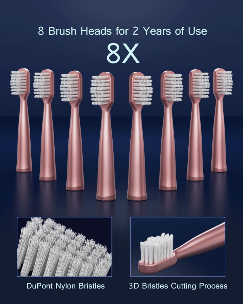 Sonic Electric Toothbrush – USB Rechargeable Use – 8 Brush Heads with 5 Cleaning Modes – Smart Timer & 2-Hour Fast Charge