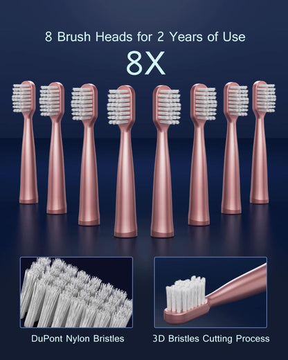 Sonic Electric Toothbrush – USB Rechargeable Use – 8 Brush Heads with 5 Cleaning Modes – Smart Timer & 2-Hour Fast Charge