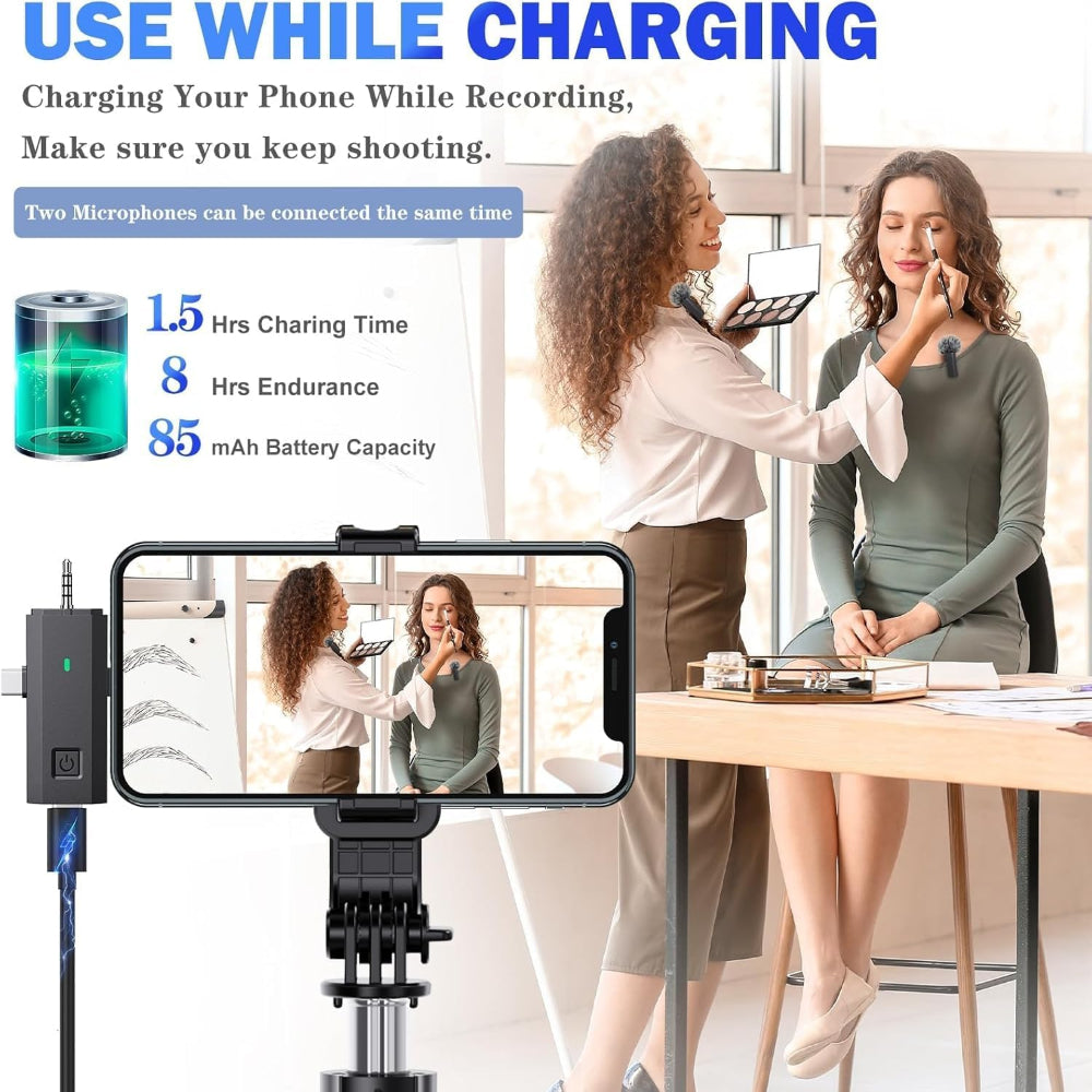 2-Pack Wireless Lavalier Microphone – Omnidirectional Lapel Mic for iPhone iPad Recording