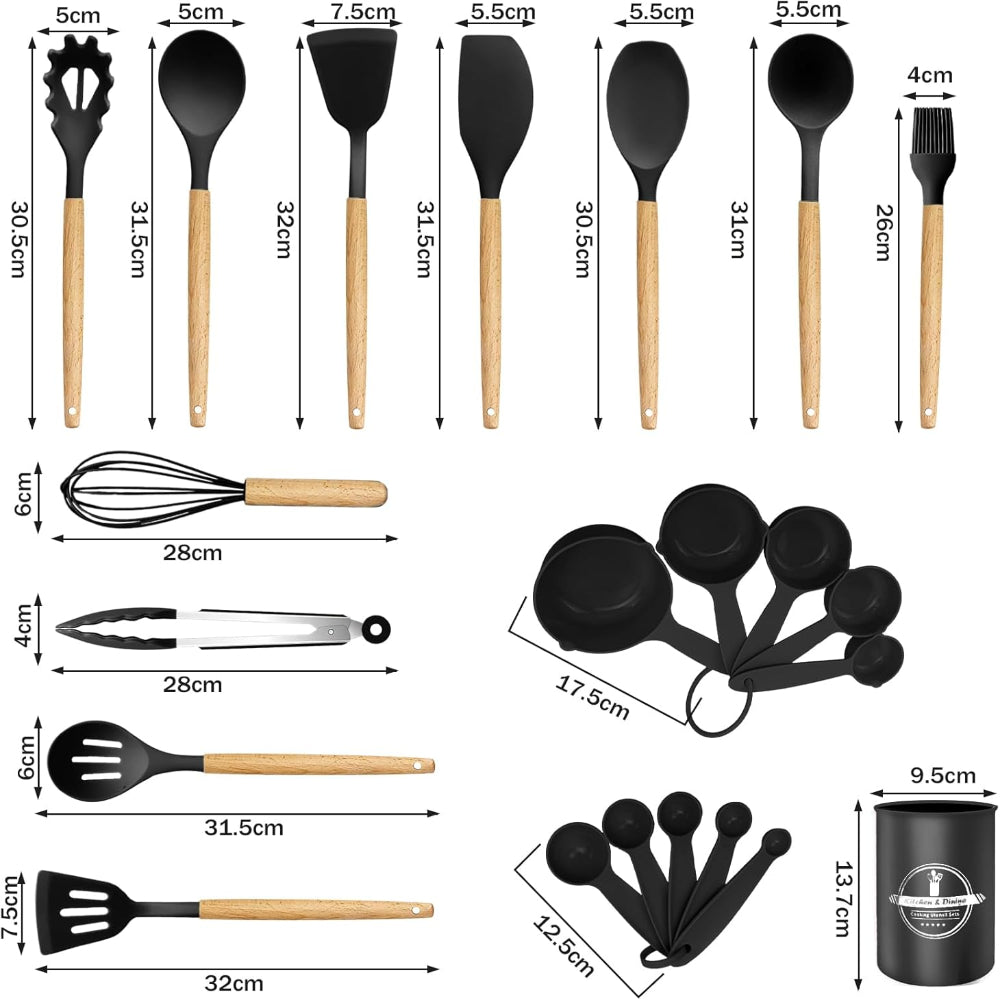 22-Piece Silicone Kitchen Utensil Set – Heat Resistant to 446°F, Non-Stick Spatulas & Spoons, Dishwasher Safe, BPA-Free Cooking Tools & Gadgets