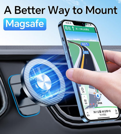 Magnetic Car Phone Mount – 20-Strong Magnet Magsafe Holder, Dash-Mounted Cell Phone Holder for iPhone 14–17, Car Accessories for Men & Women