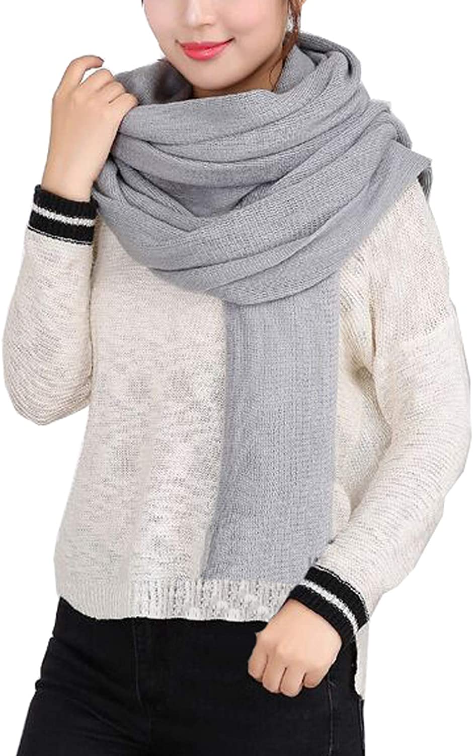 Wander Agio Women's Warm Long Shawl Winter Warm Large Scarf Pure Color