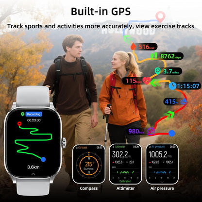 Smart Watch Fitness Tracker with GPS Bluetooth Calling - 1.96 Inch Display for Android and iPhone