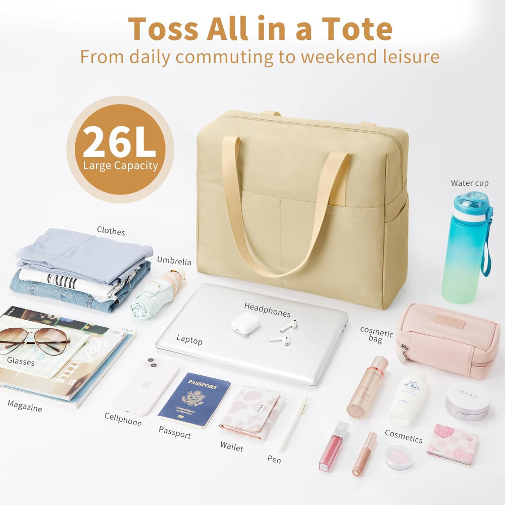 26L Travel Duffle Bag – Foldable Tote, Under-Seat Personal Airline Bag, Weekender Overnight Bag for Business Trips