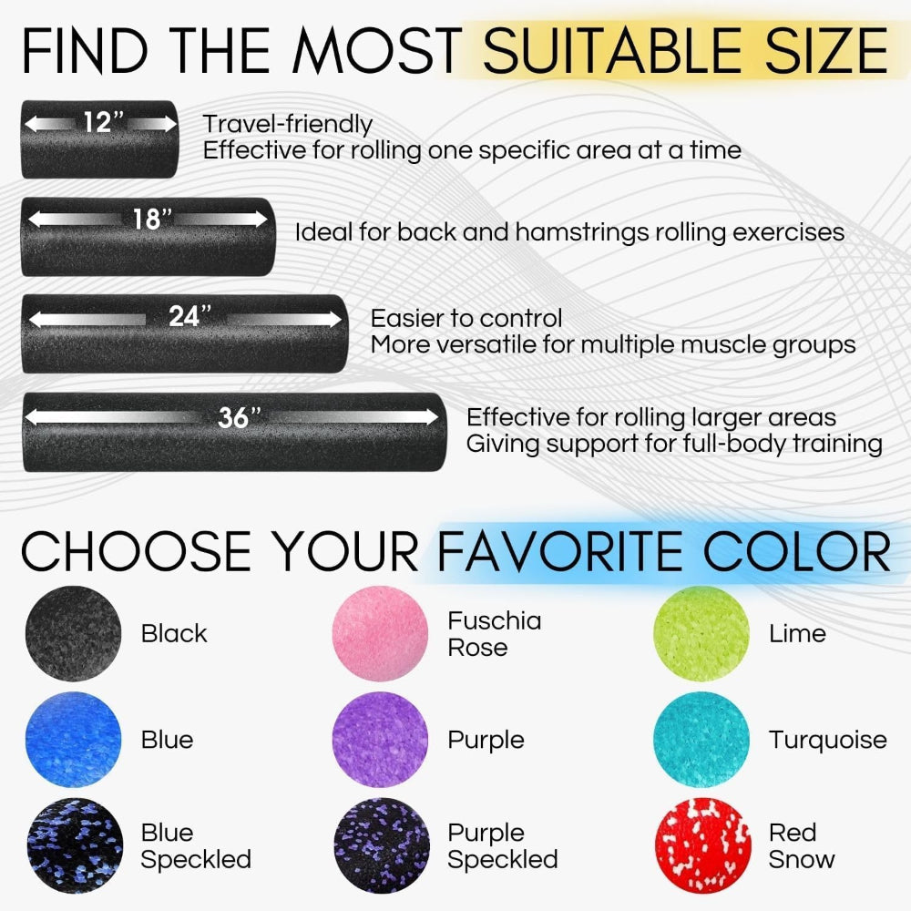 Foam Roller – High Density Exercise Roller for Yoga Pilates Stretching Recovery Use