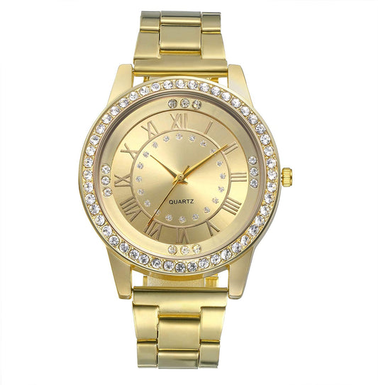 Lancardo Men's Luxury Jewelry Gold Tone Bling Crystal Accents Stainless Steel Wrist Watch for Halloween Costume Party