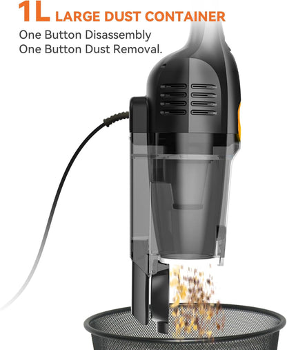 Corded Stick Vacuum Cleaner – 2-in-1 Handheld Use – 20KPa Powerful Suction with 16ft Cord – Lightweight Design for Hardwood Floors & Pet Hair