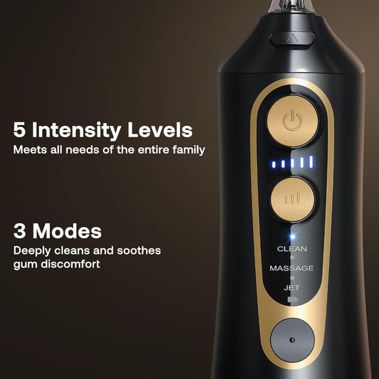 Cordless Water Flosser – Portable Dental Oral Irrigator with 6 Tips, Rechargeable Waterproof