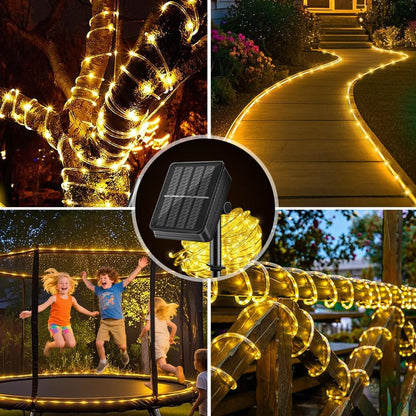 2-Pack Solar Rope Lights – 39FT 100 LED Waterproof Outdoor String Lights for Garden Decor